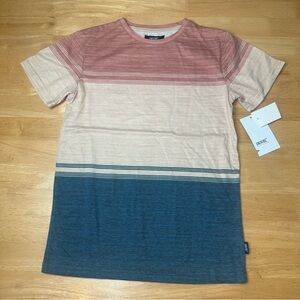Univibe Boys Orange Beige Blue Speckle Stripe Crewneck T-shirt, S Small NWT